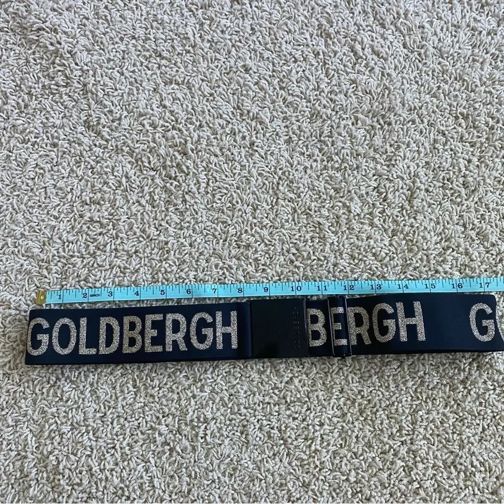 Goldbergh Ski Belt Logo Black Gold Metallic for Ski Pants, Jacket, ski suit